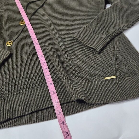Michael Kors Women's Size Large Green Sweater Sweatshirt Hooded Thermal - Picture 4 of 6